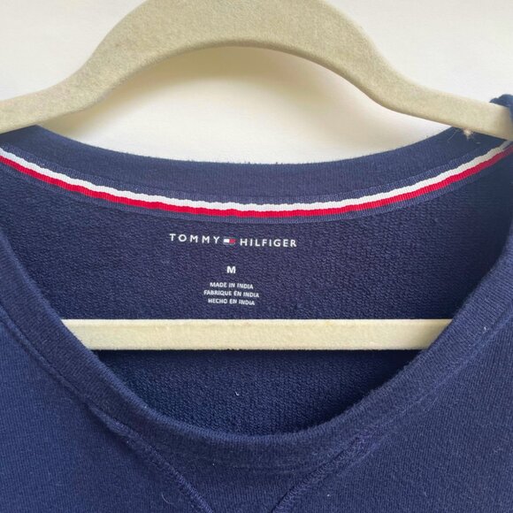 Tommy Hilfiger Navy Logo Sweatshirt – Red White Stripe Trim - Picture 4 of 9